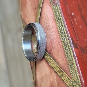 Sparkly Glittery Silver Tone Anxiety Fidget Spinner Ring